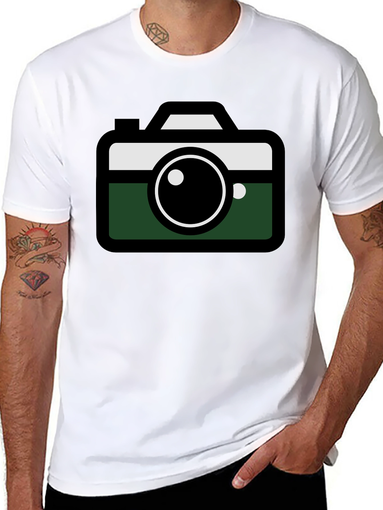 Camera Graphic Tee - Modern Design Black Shirt