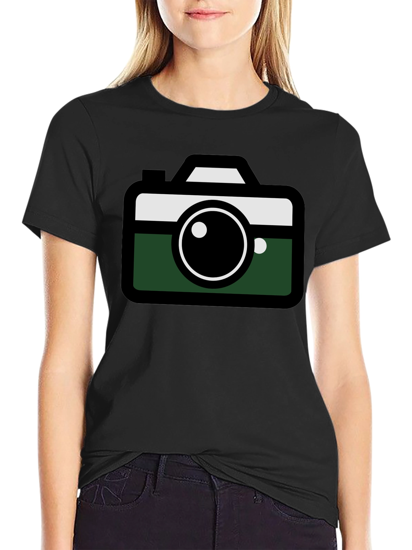 Camera Graphic Tee - Modern Design Black Shirt