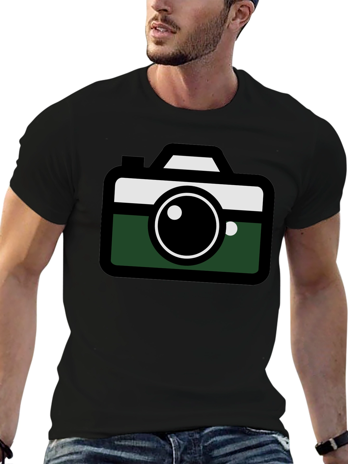Camera Graphic Tee - Modern Design Black Shirt
