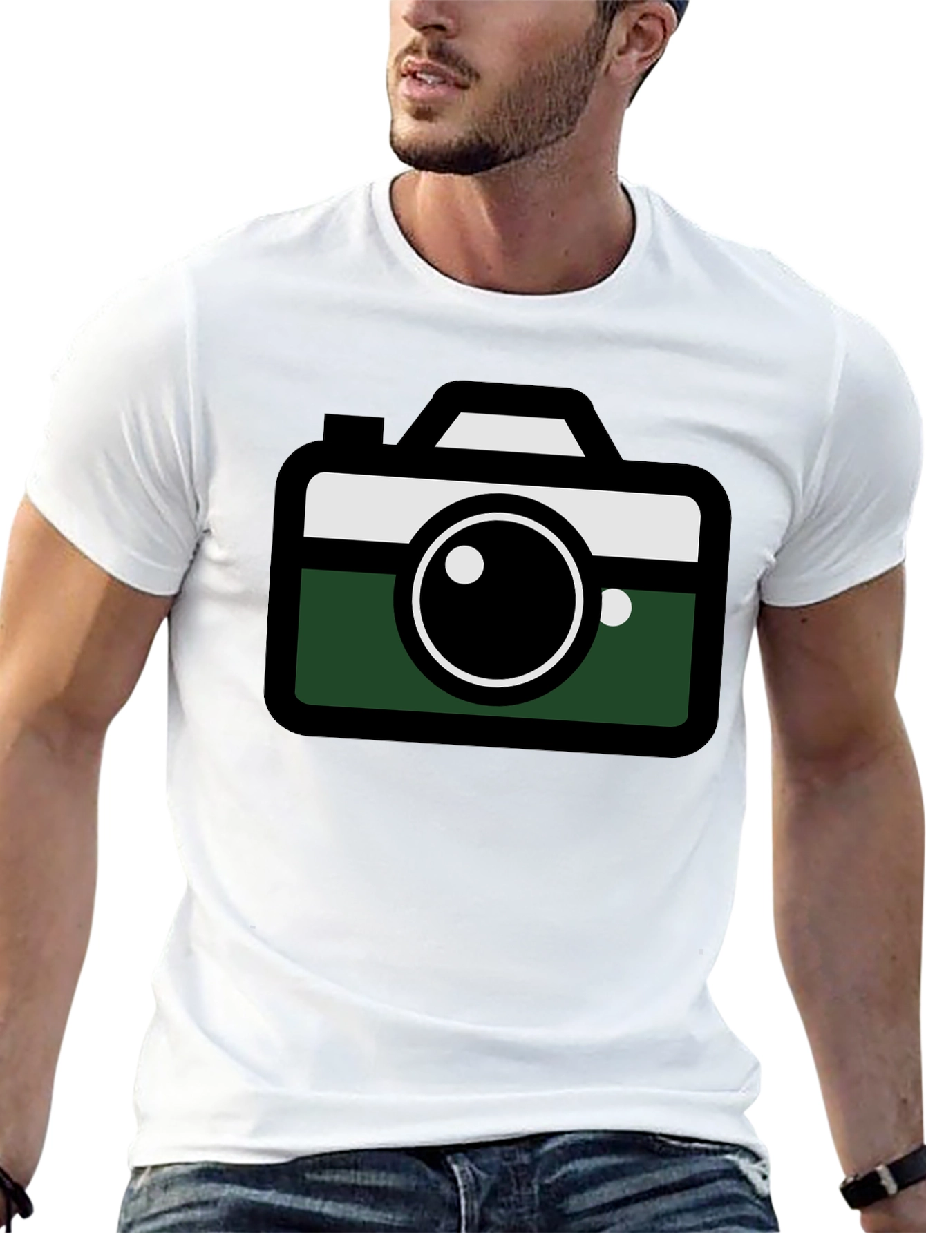 Camera Graphic Tee - Modern Design Black Shirt