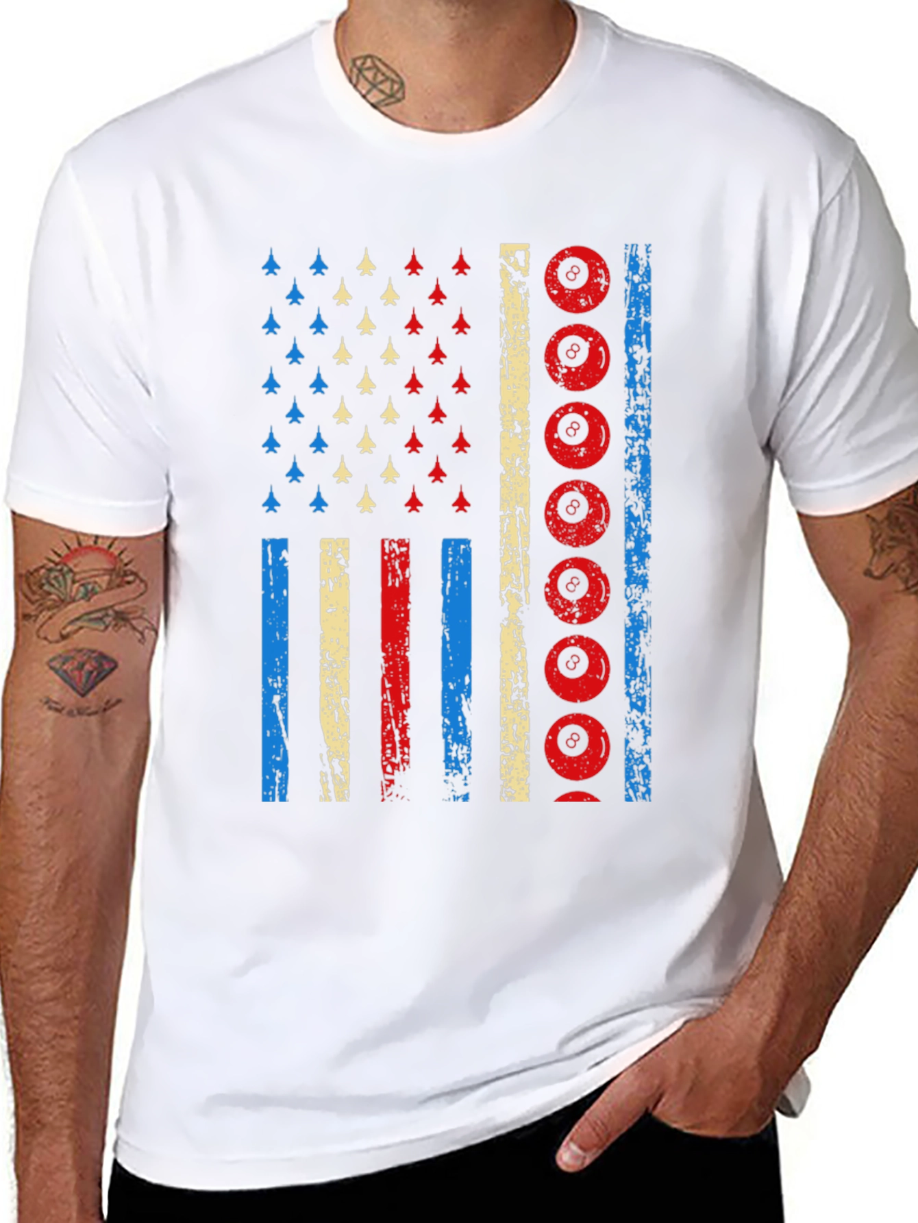 Patriotic Billiards 8-Ball American Flag Graphic T-Shirt