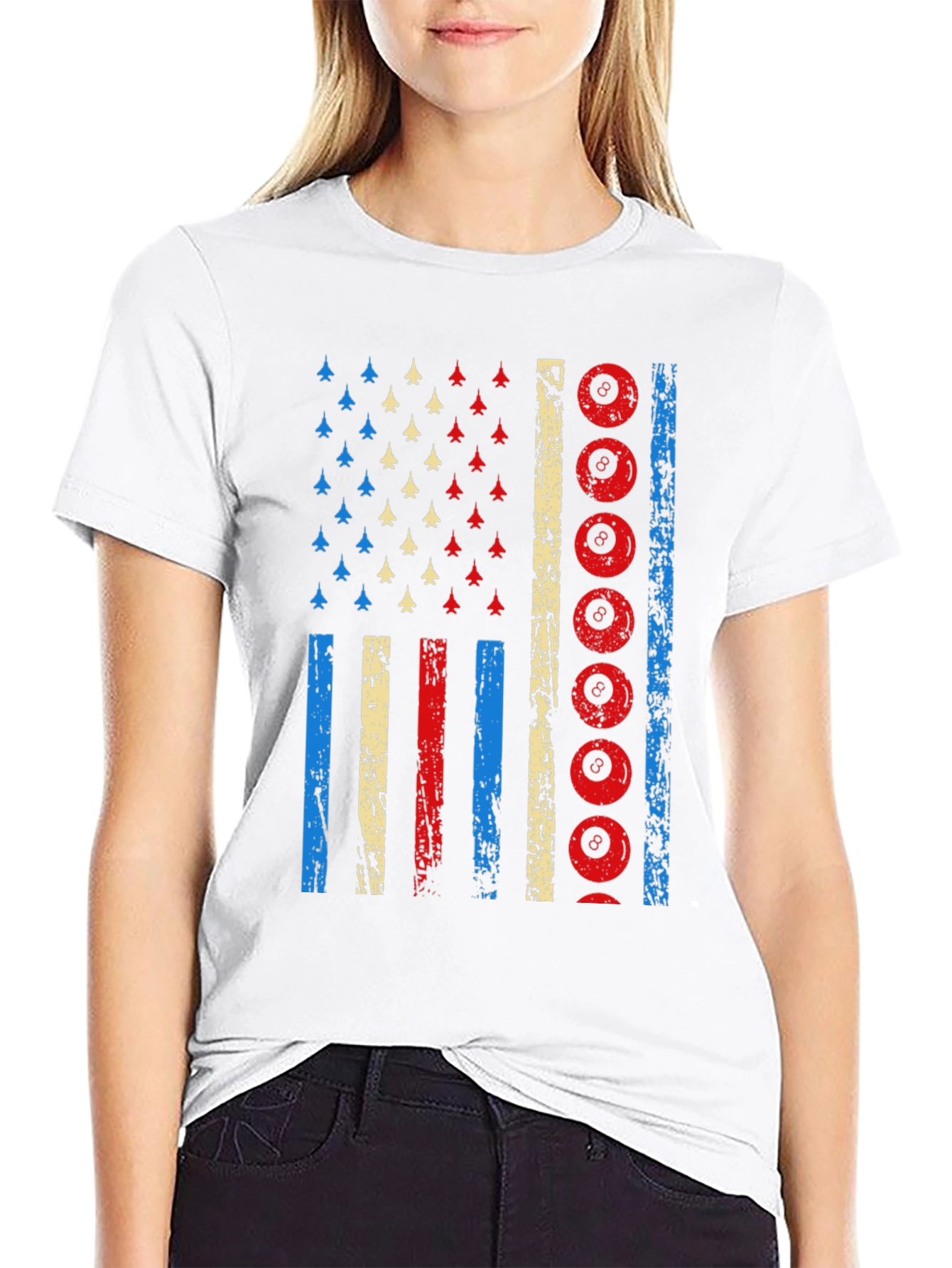 Patriotic Billiards 8-Ball American Flag Graphic T-Shirt