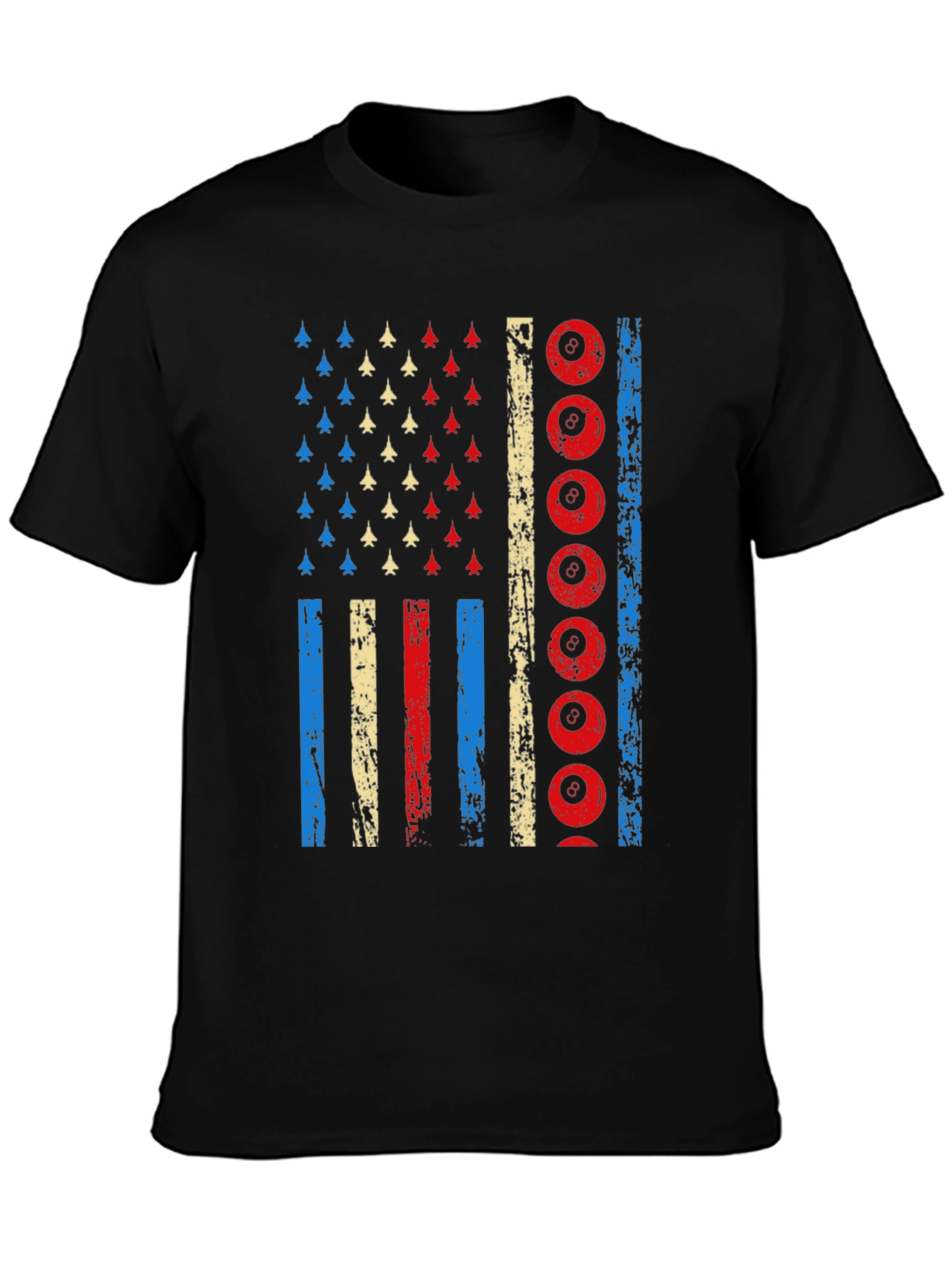 Patriotic Billiards 8-Ball American Flag Graphic T-Shirt