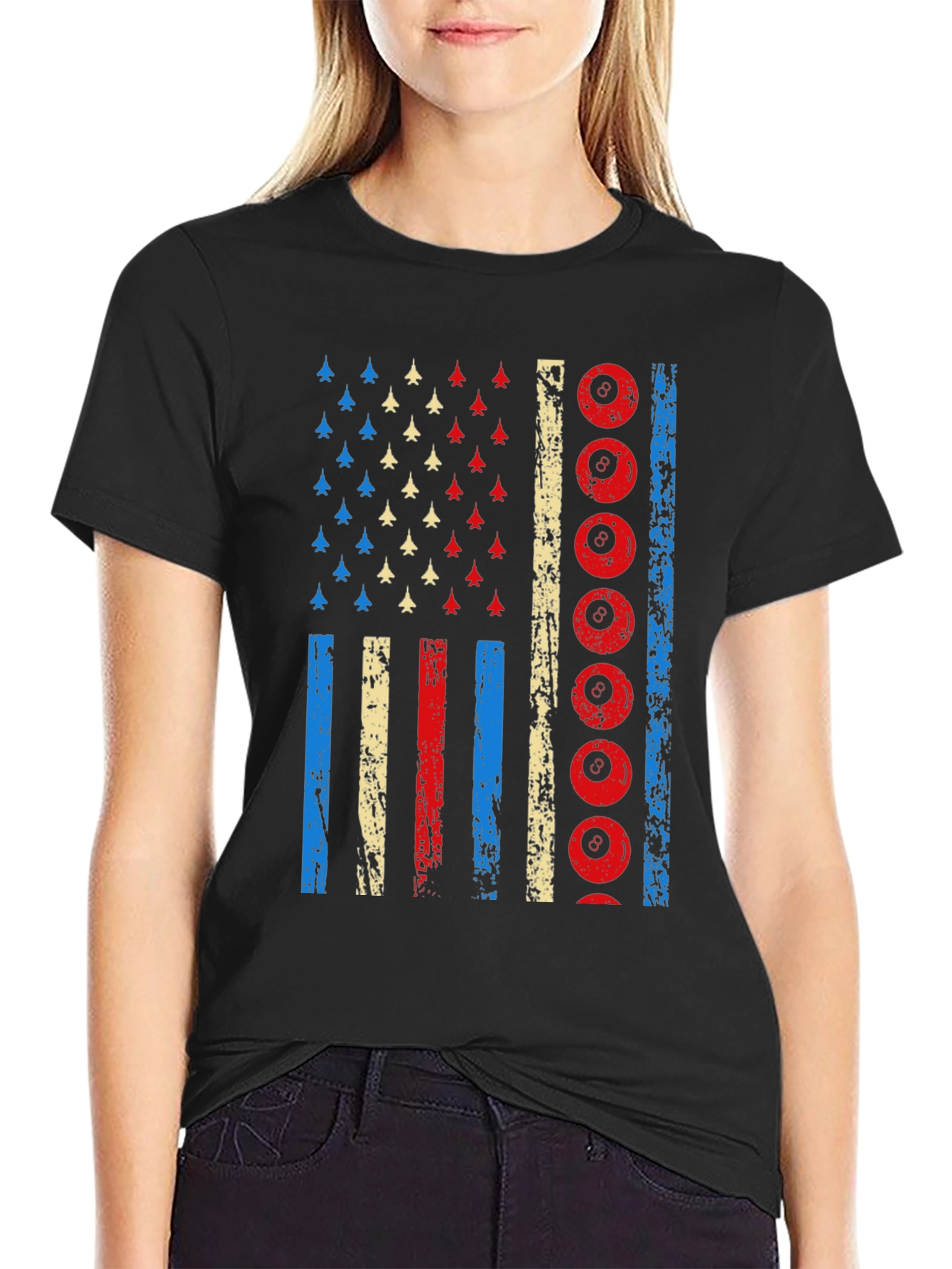 Patriotic Billiards 8-Ball American Flag Graphic T-Shirt