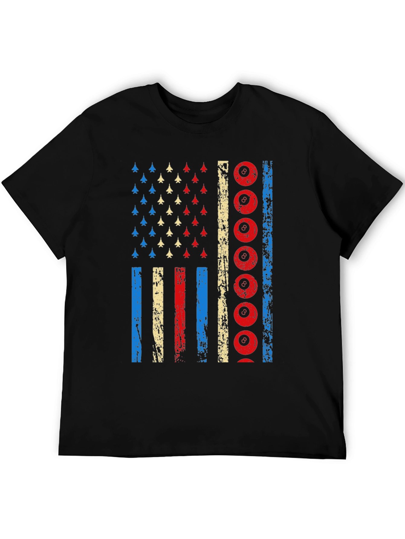 Patriotic Billiards 8-Ball American Flag Graphic T-Shirt