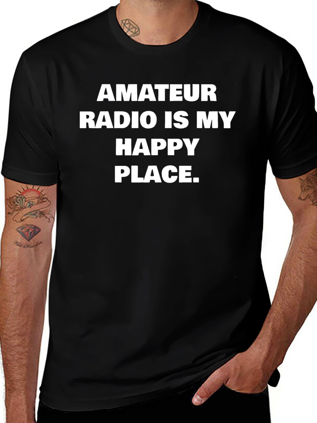 Amateur Radio Happy Place T-Shirt - Black