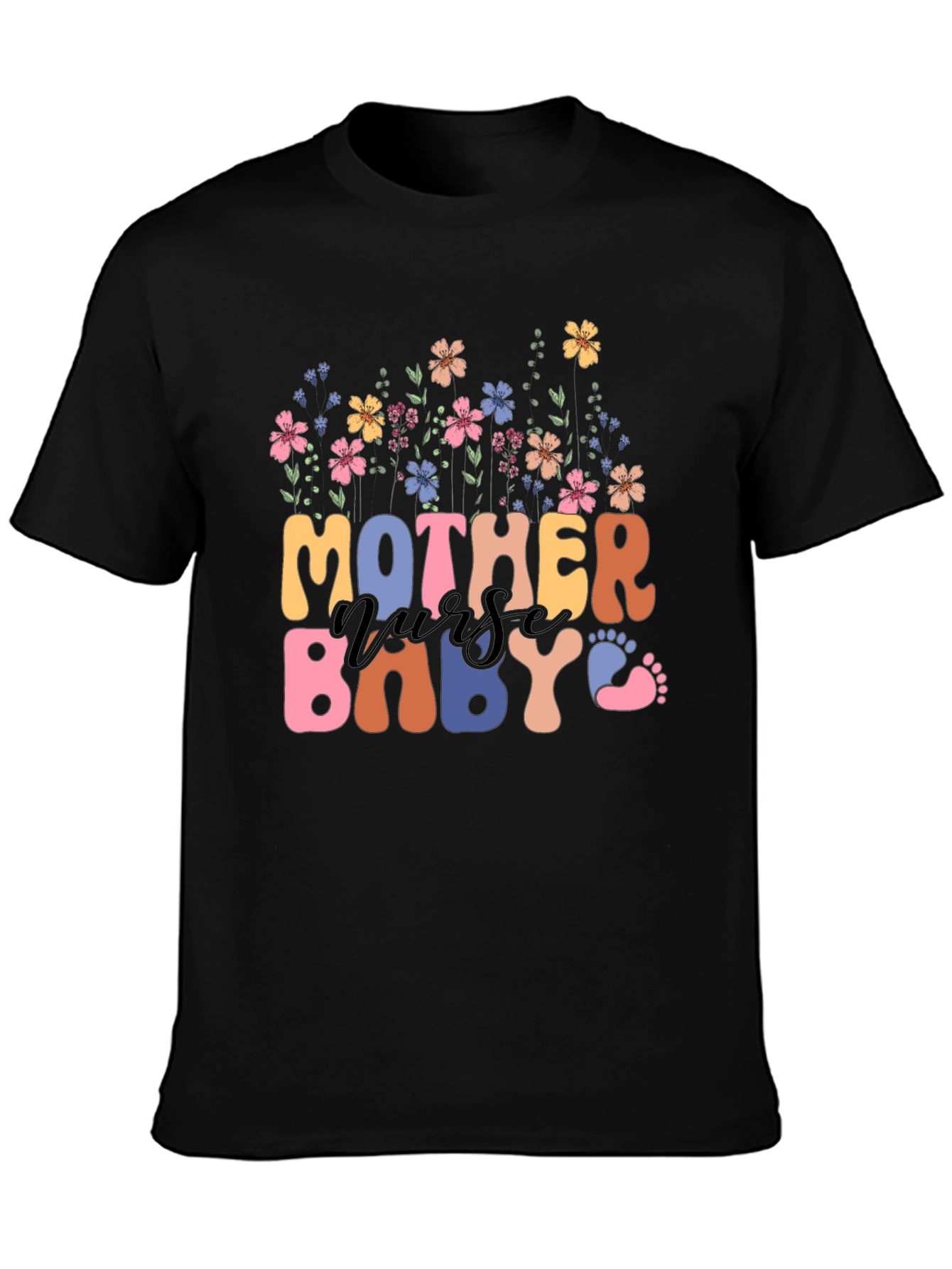 Mother Nurse Baby Floral Graphic Tee