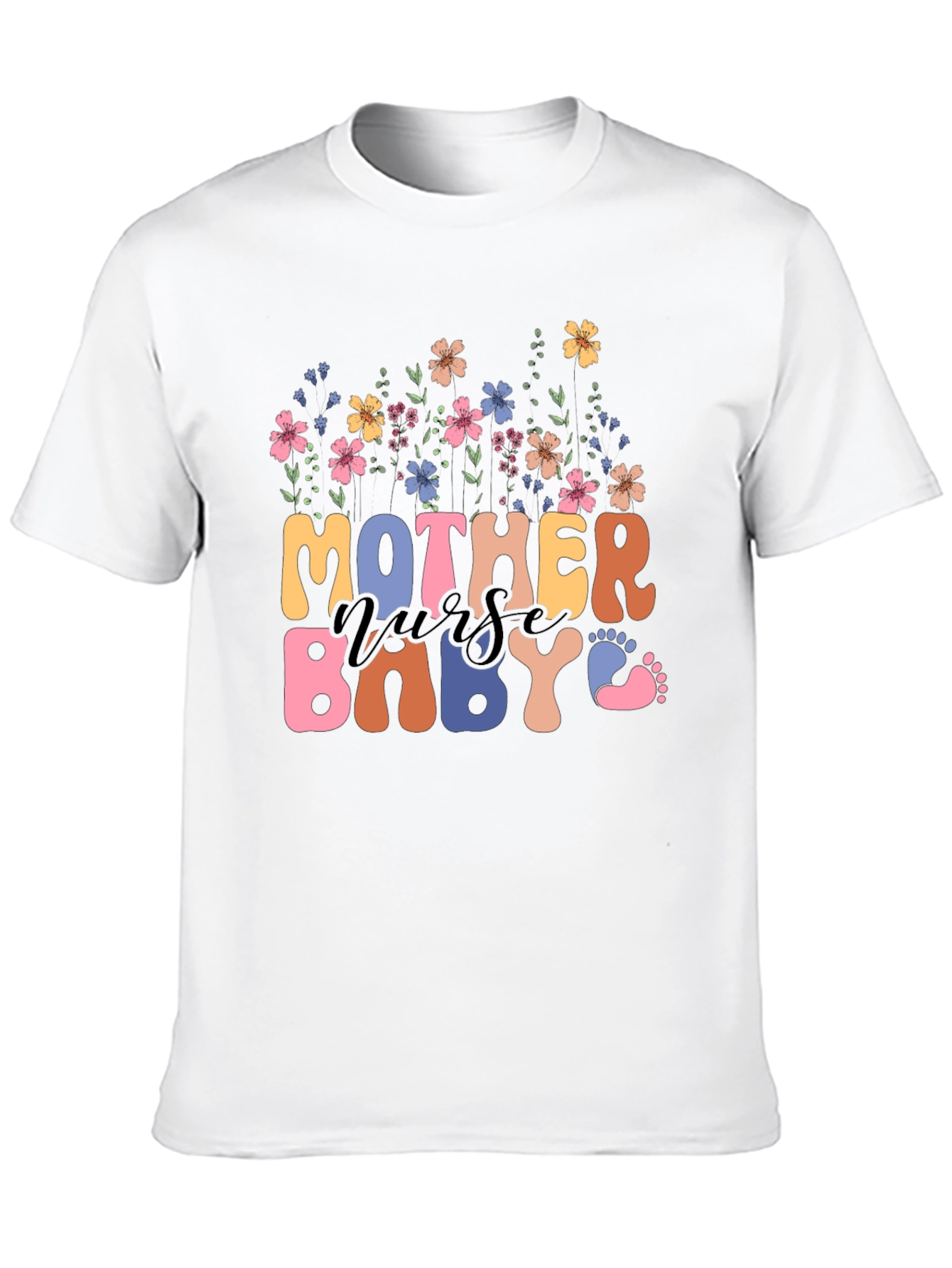 Mother Nurse Baby Floral Graphic Tee