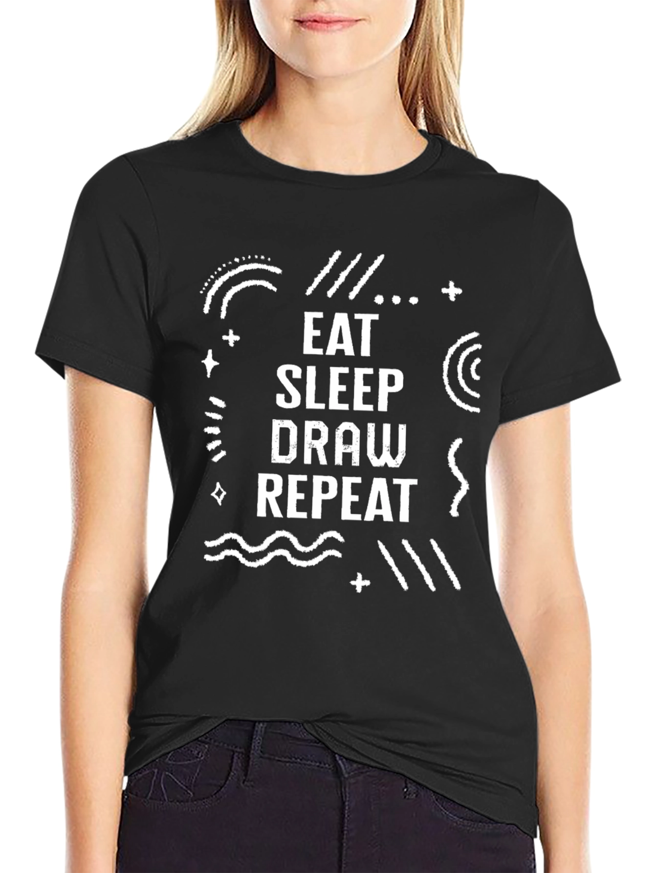 Eat Sleep Draw Repeat Black Graphic Tee