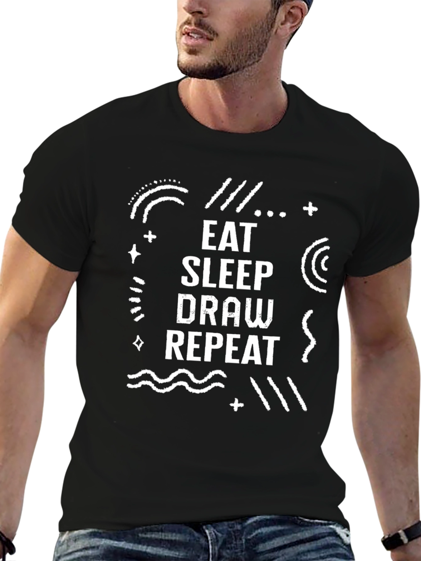 Eat Sleep Draw Repeat Black Graphic Tee