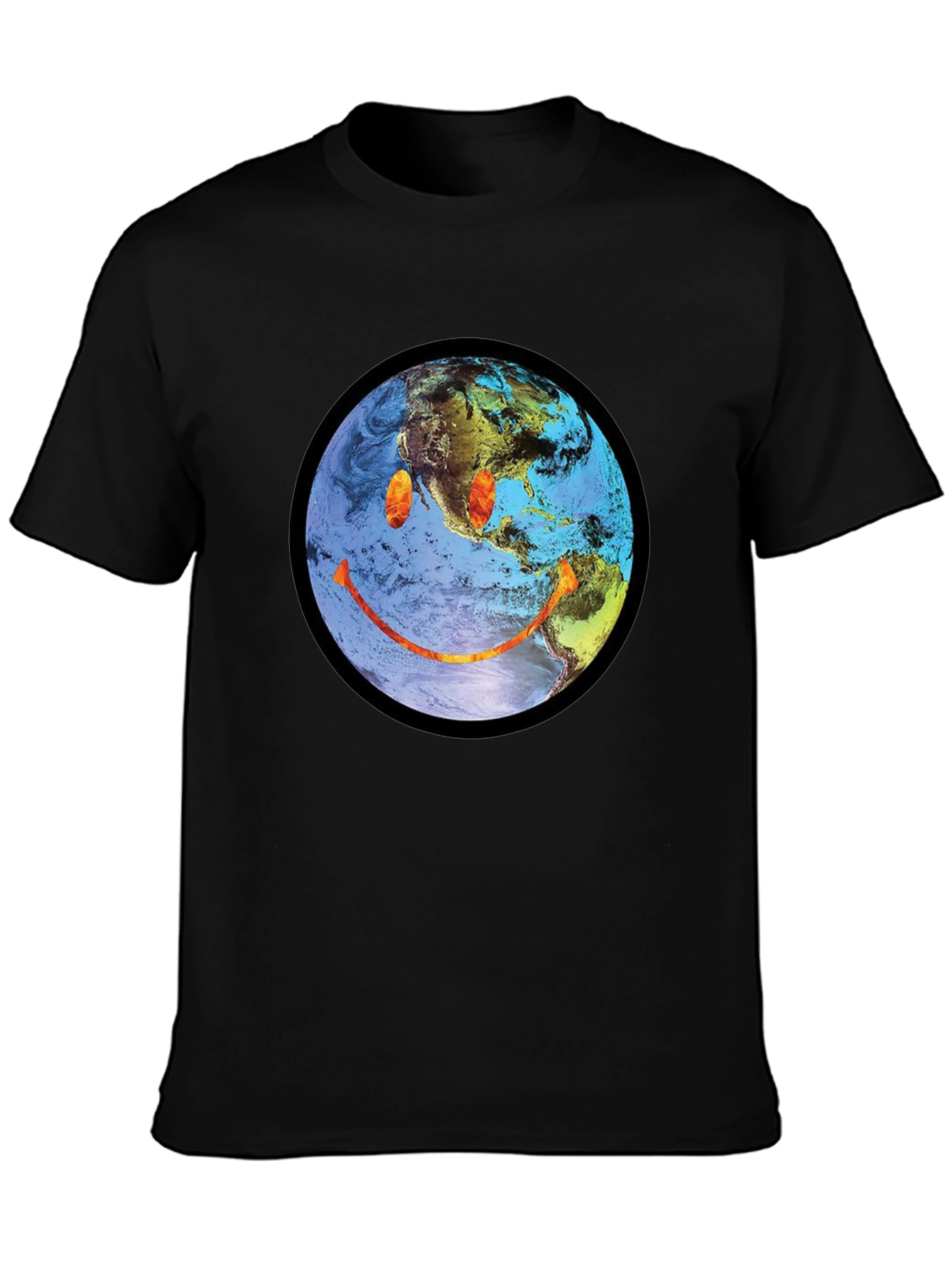 Earth Smiley Graphic Tee - Black