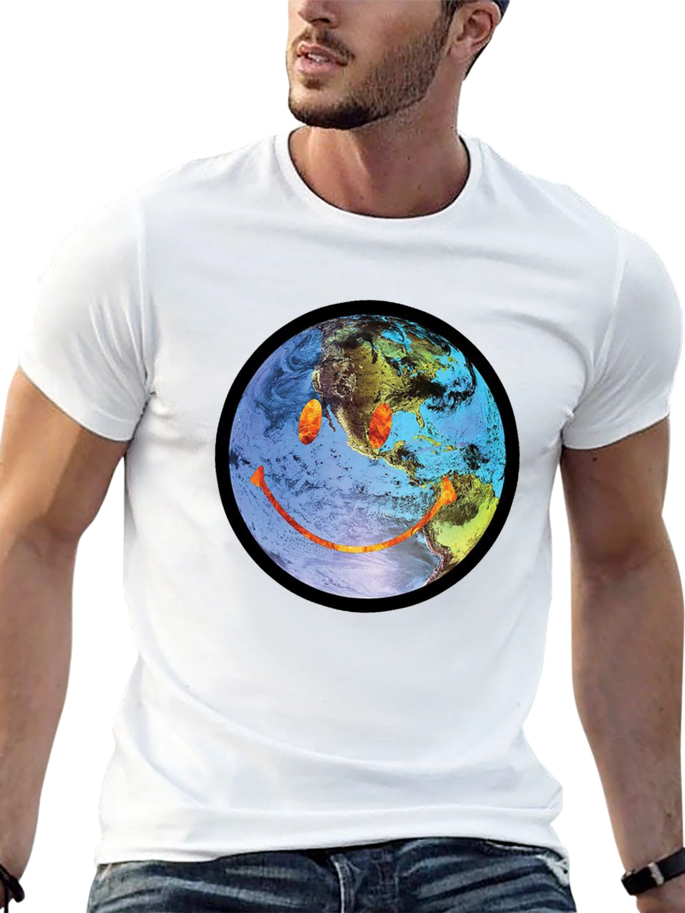 Earth Smiley Graphic Tee - Black