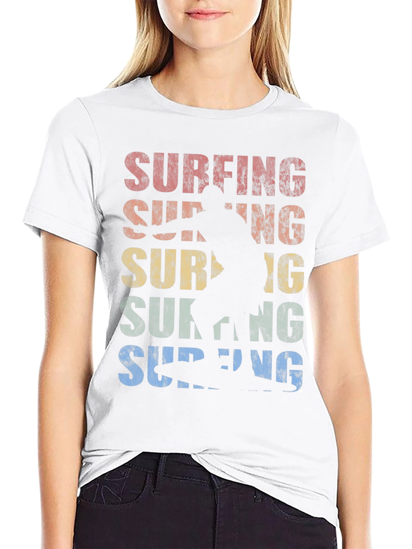 Retro Surfing Graphic Tee | Black Cotton T-Shirt