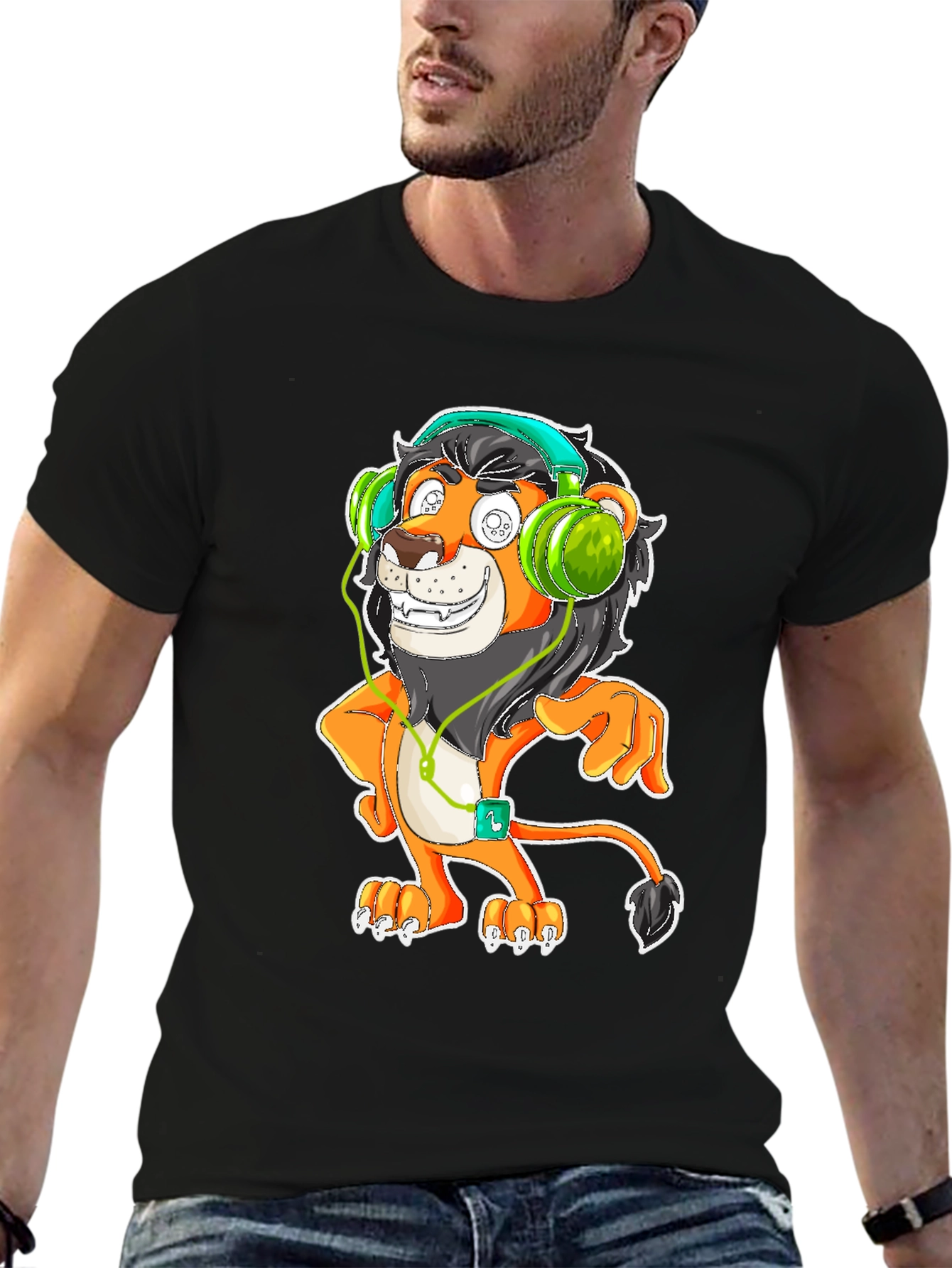 Cool Lion DJ Graphic Tee - Black