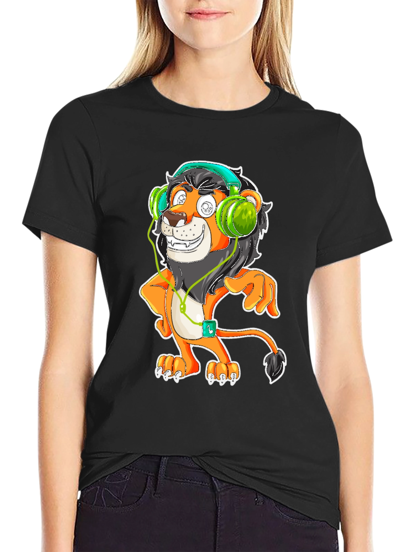 Cool Lion DJ Graphic Tee - Black