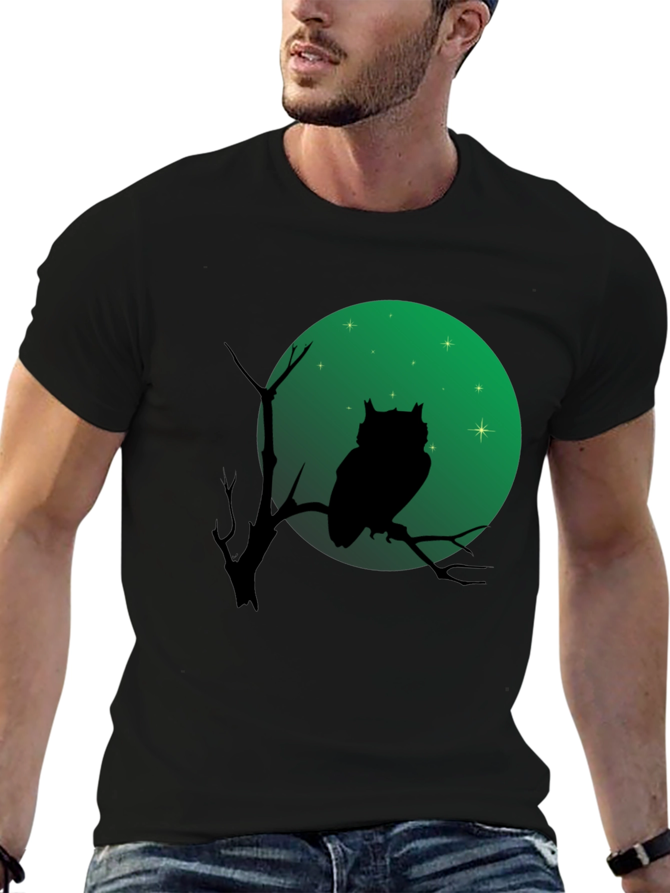 Owl Silhouette T-Shirt - Green Moon Design