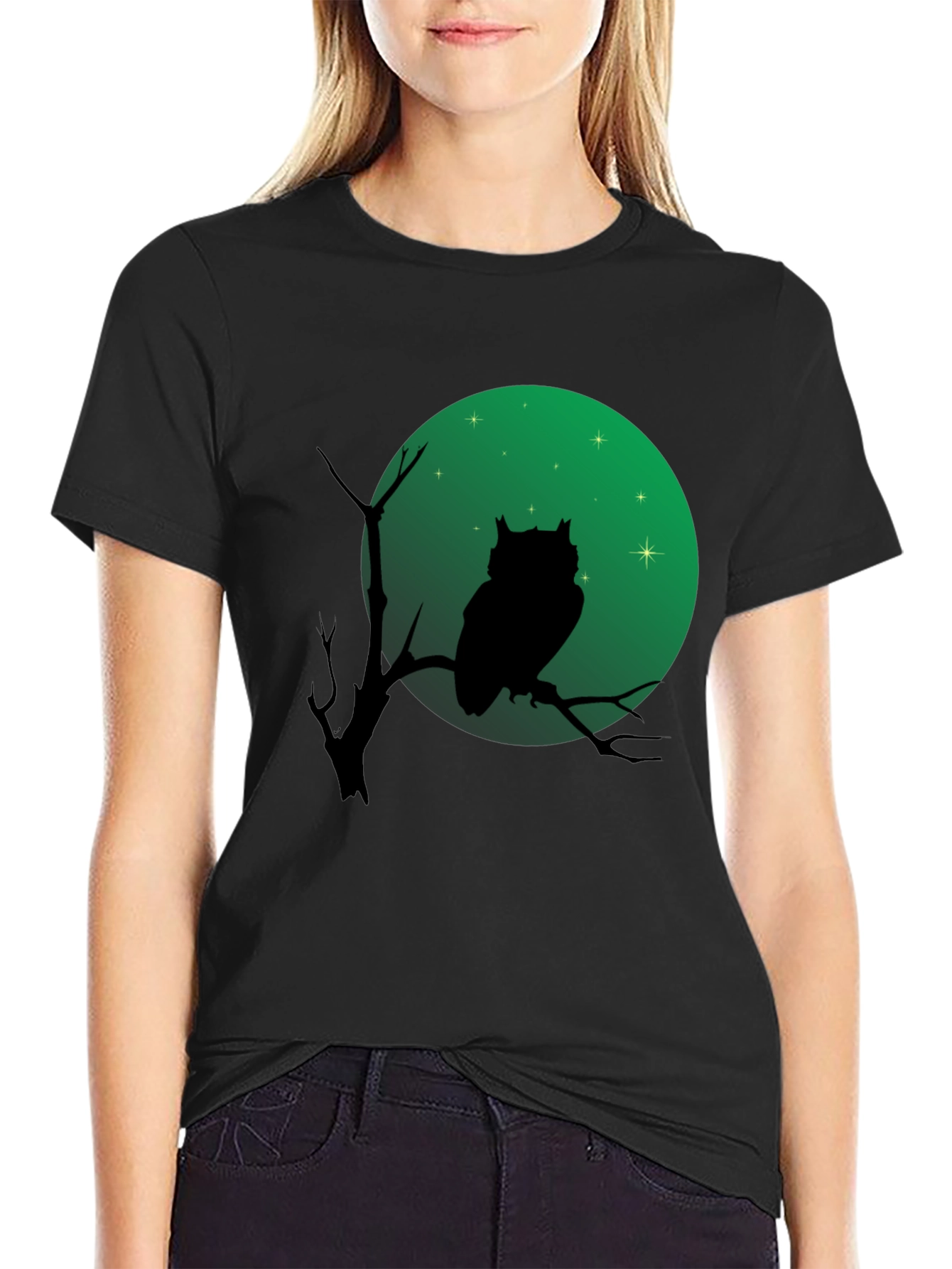 Owl Silhouette T-Shirt - Green Moon Design