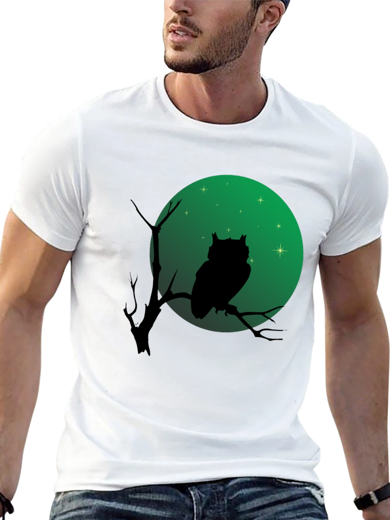 Owl Silhouette T-Shirt - Green Moon Design