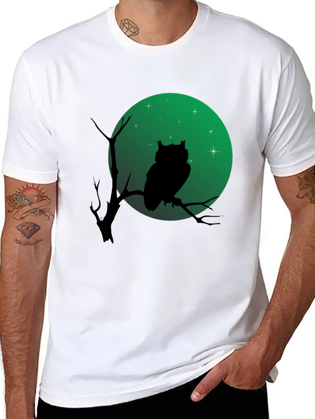 Owl Silhouette T-Shirt - Green Moon Design