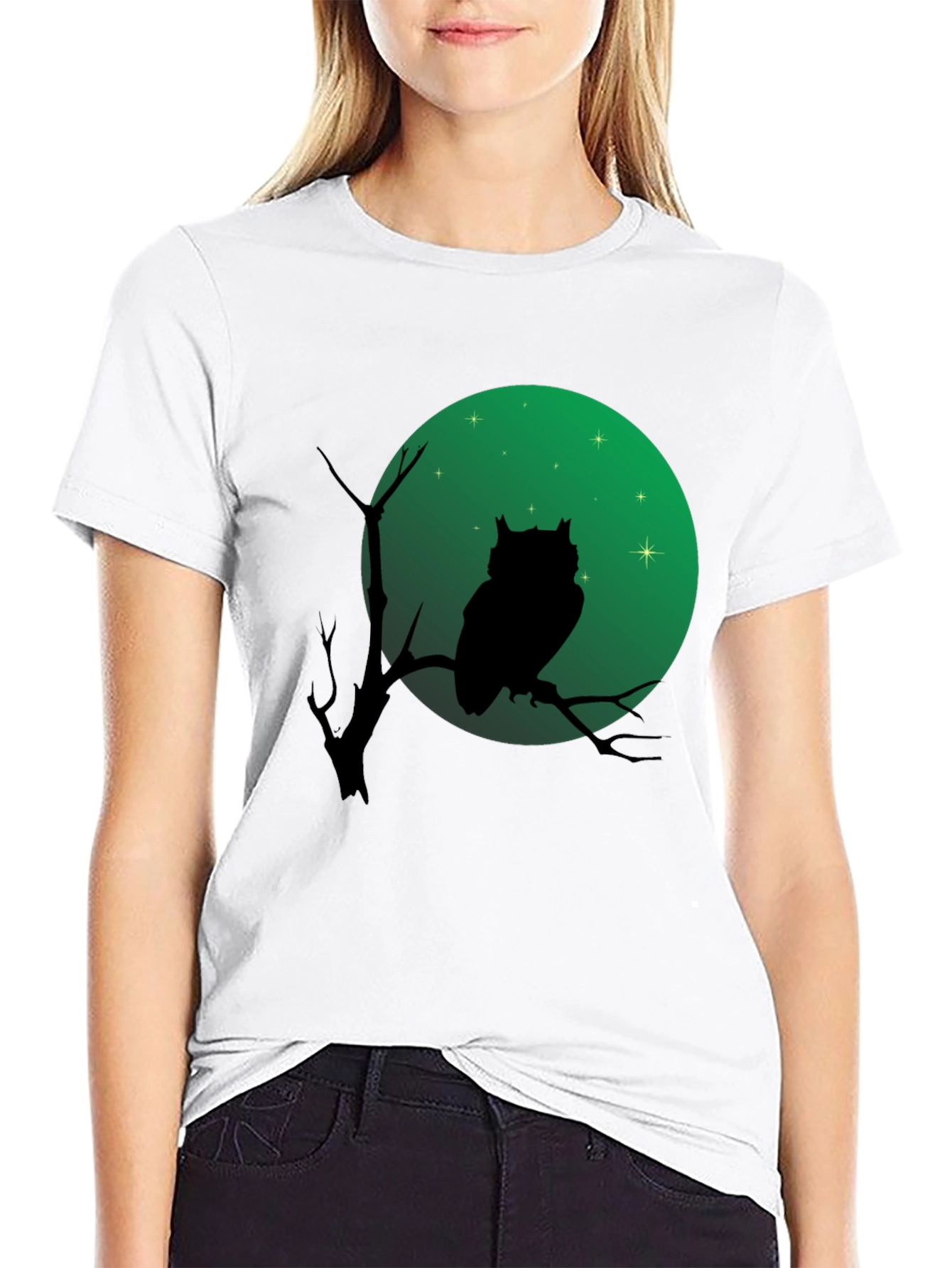 Owl Silhouette T-Shirt - Green Moon Design