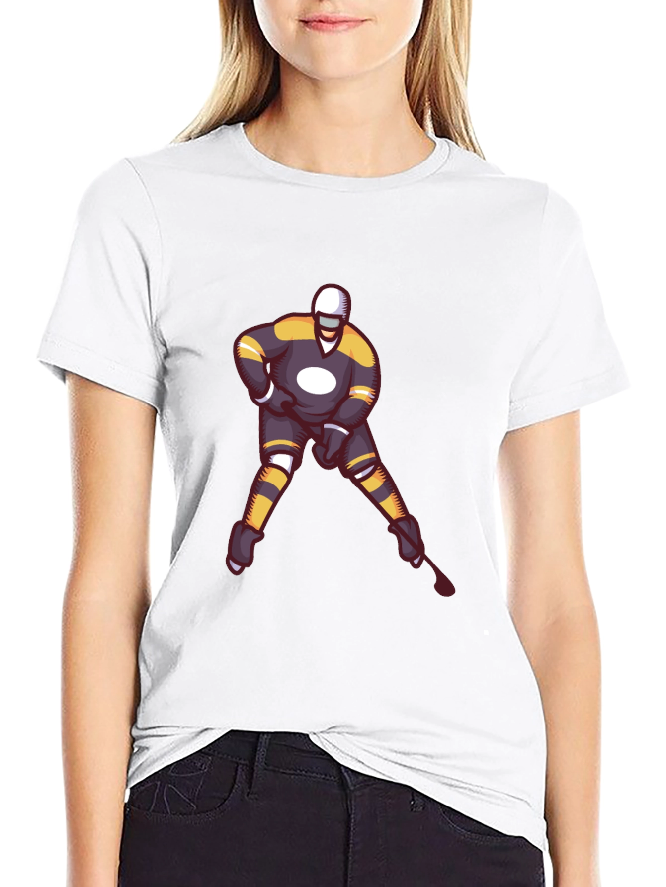 Hockey Player Graphic T-Shirt - Black