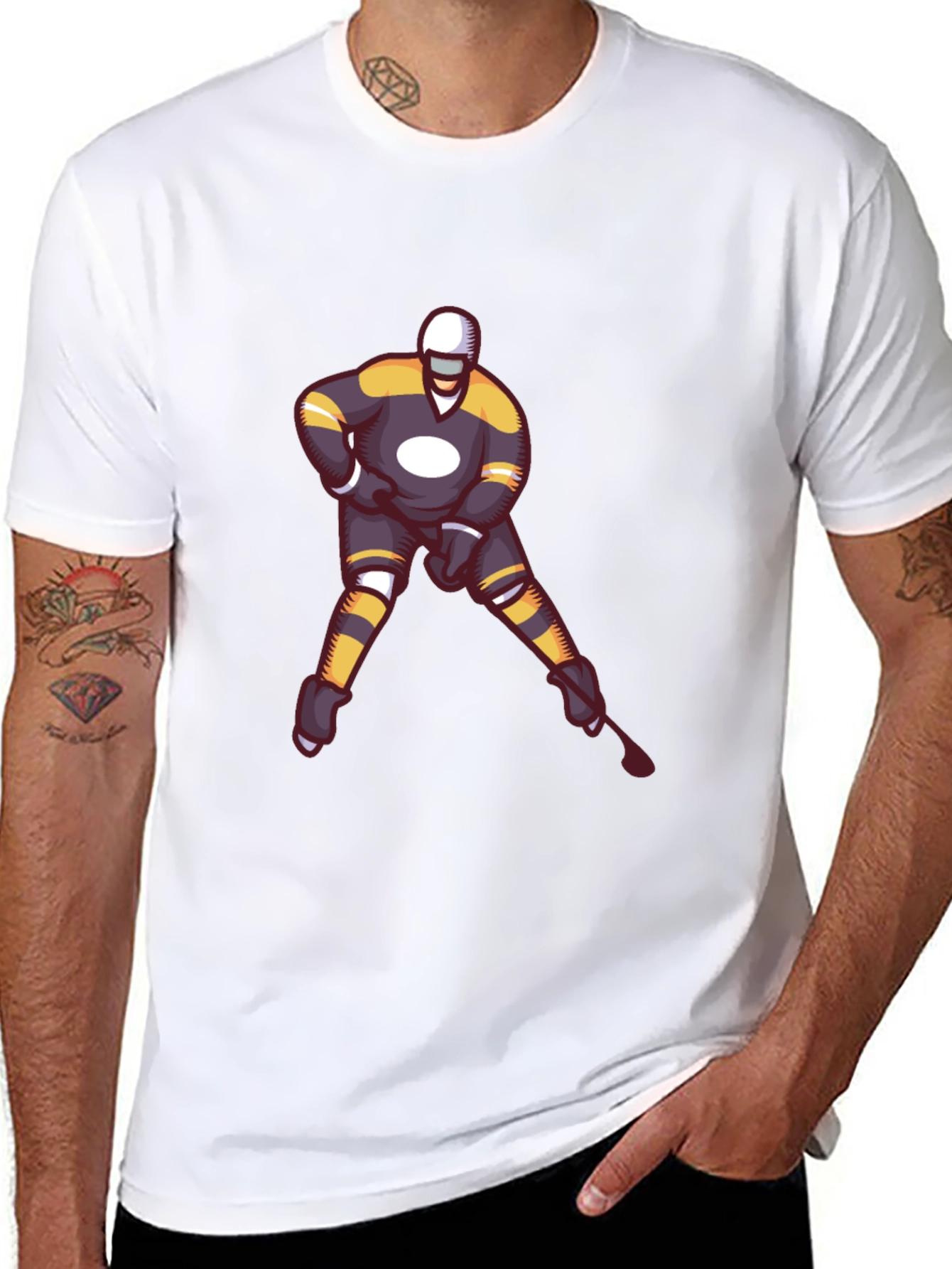 Hockey Player Graphic T-Shirt - Black