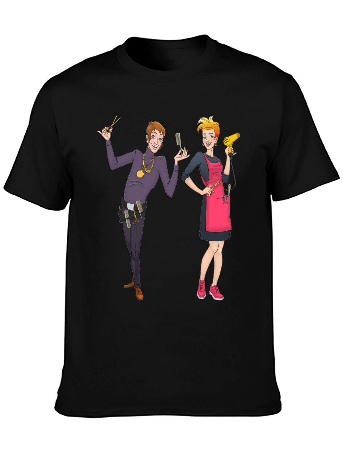 Hair Stylist Cartoon Graphic T-Shirt