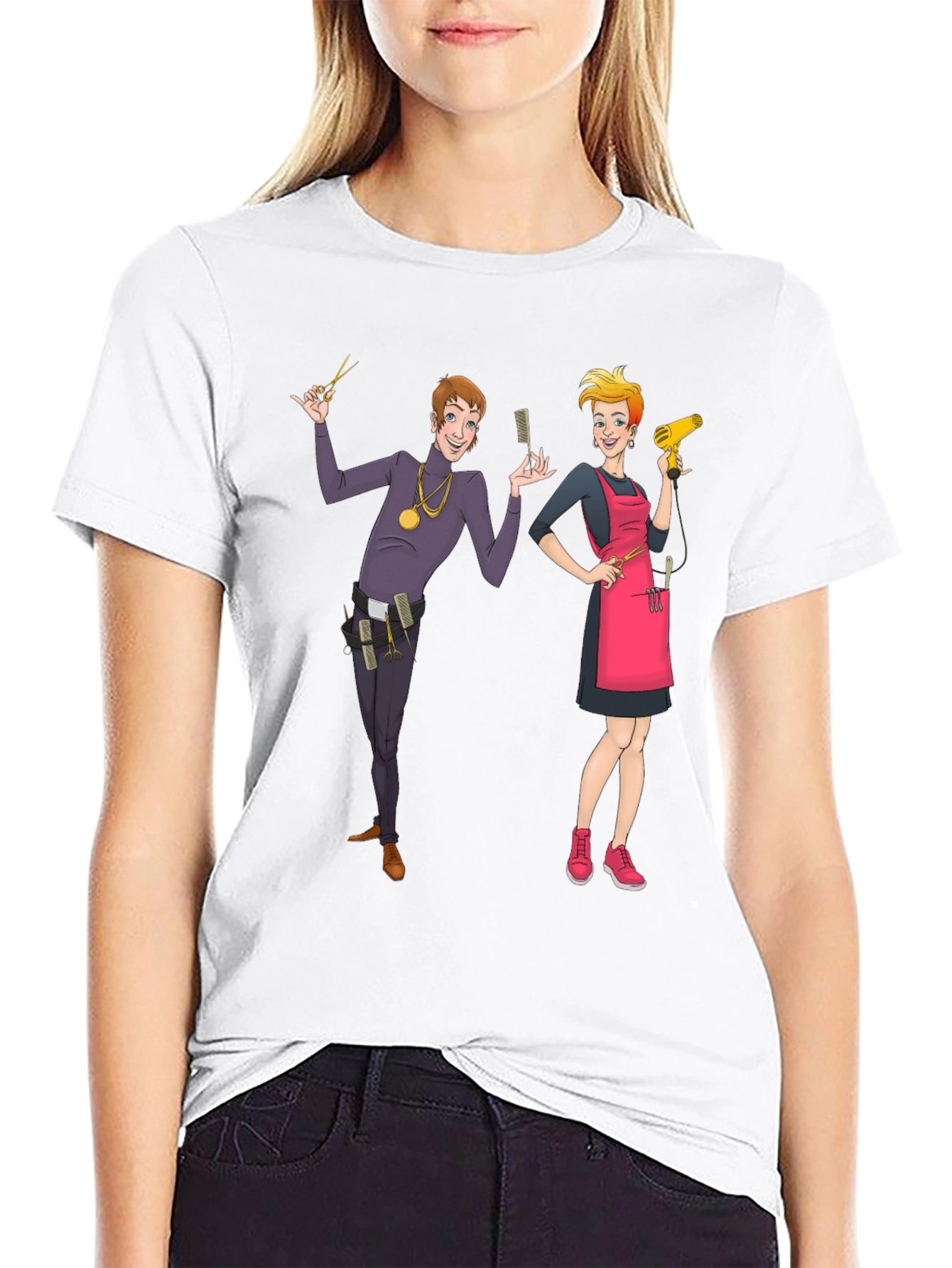Hair Stylist Cartoon Graphic T-Shirt