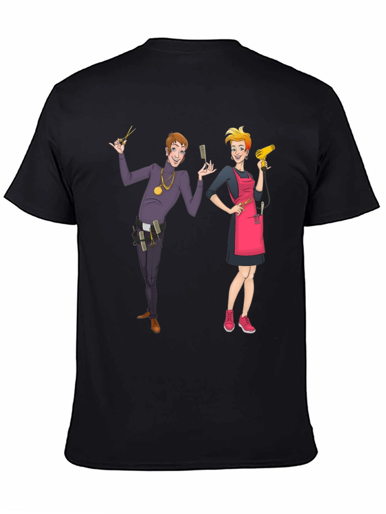 Hair Stylist Cartoon Graphic T-Shirt