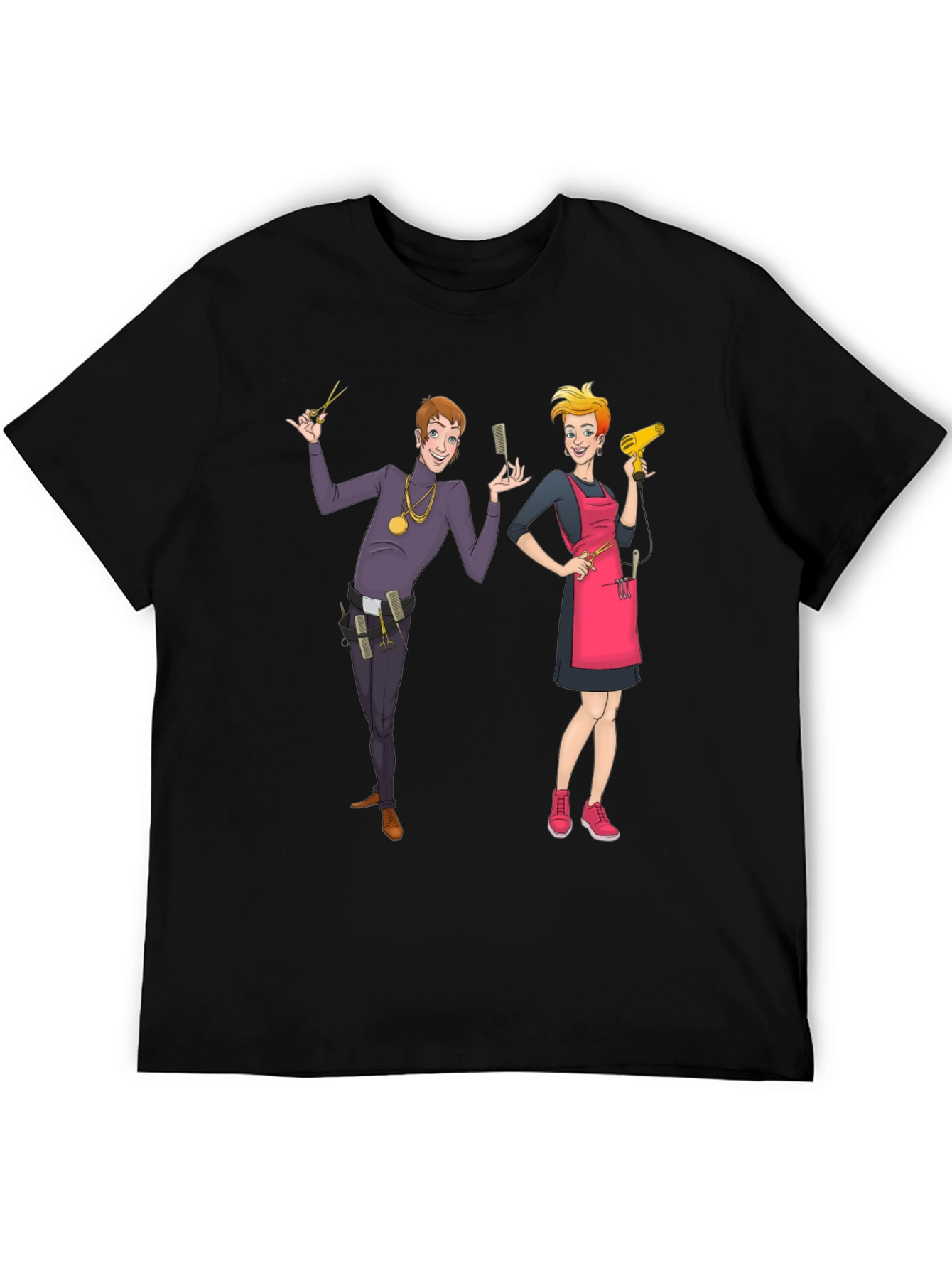 Hair Stylist Cartoon Graphic T-Shirt