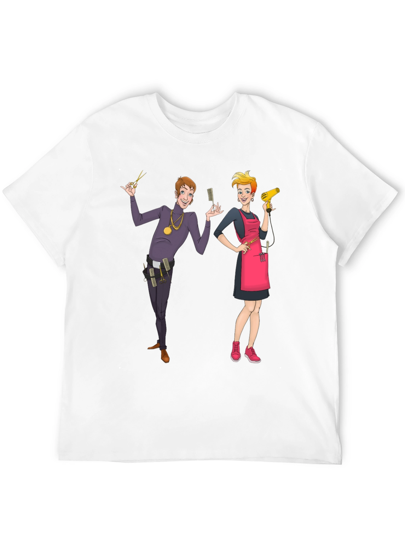 Hair Stylist Cartoon Graphic T-Shirt
