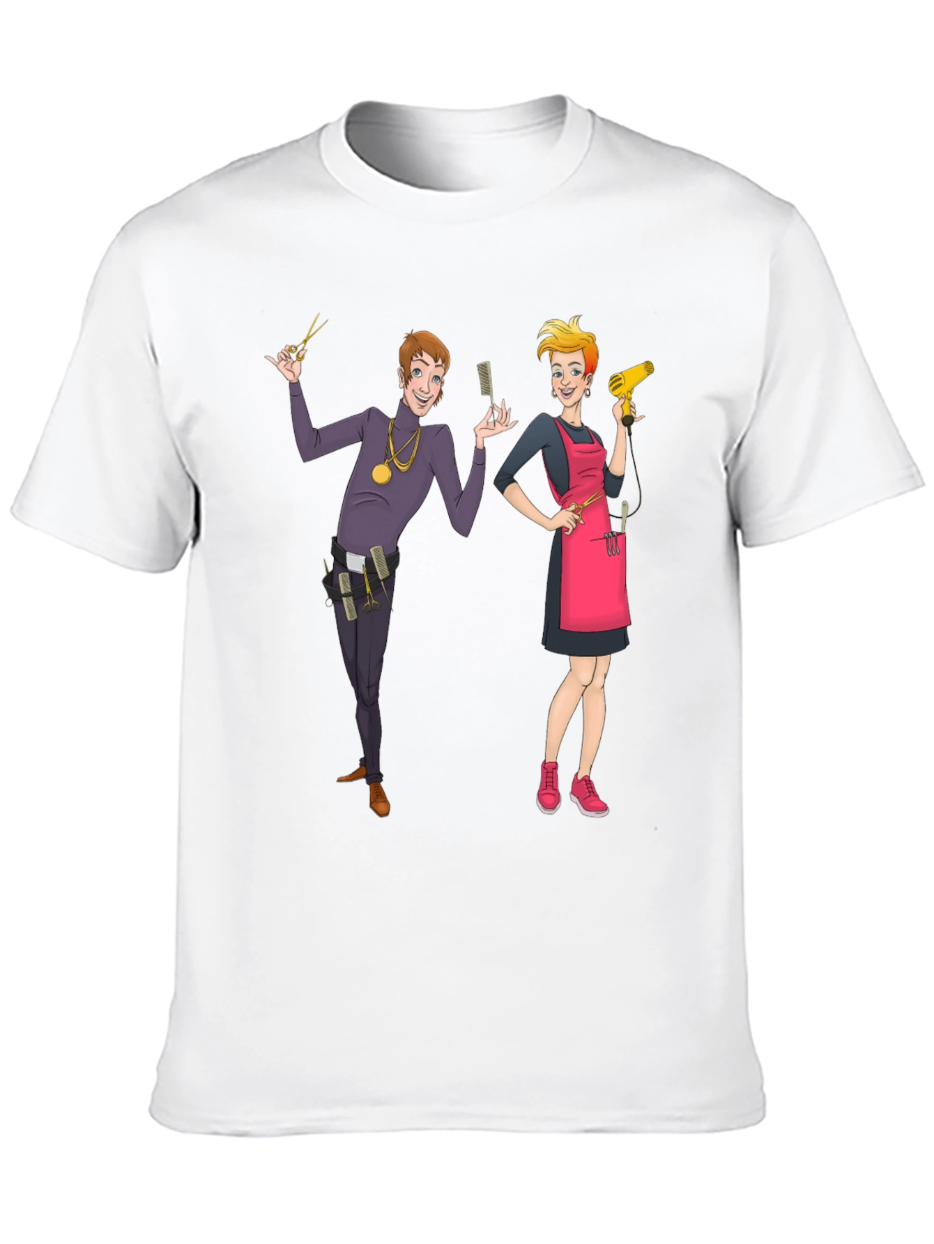 Hair Stylist Cartoon Graphic T-Shirt