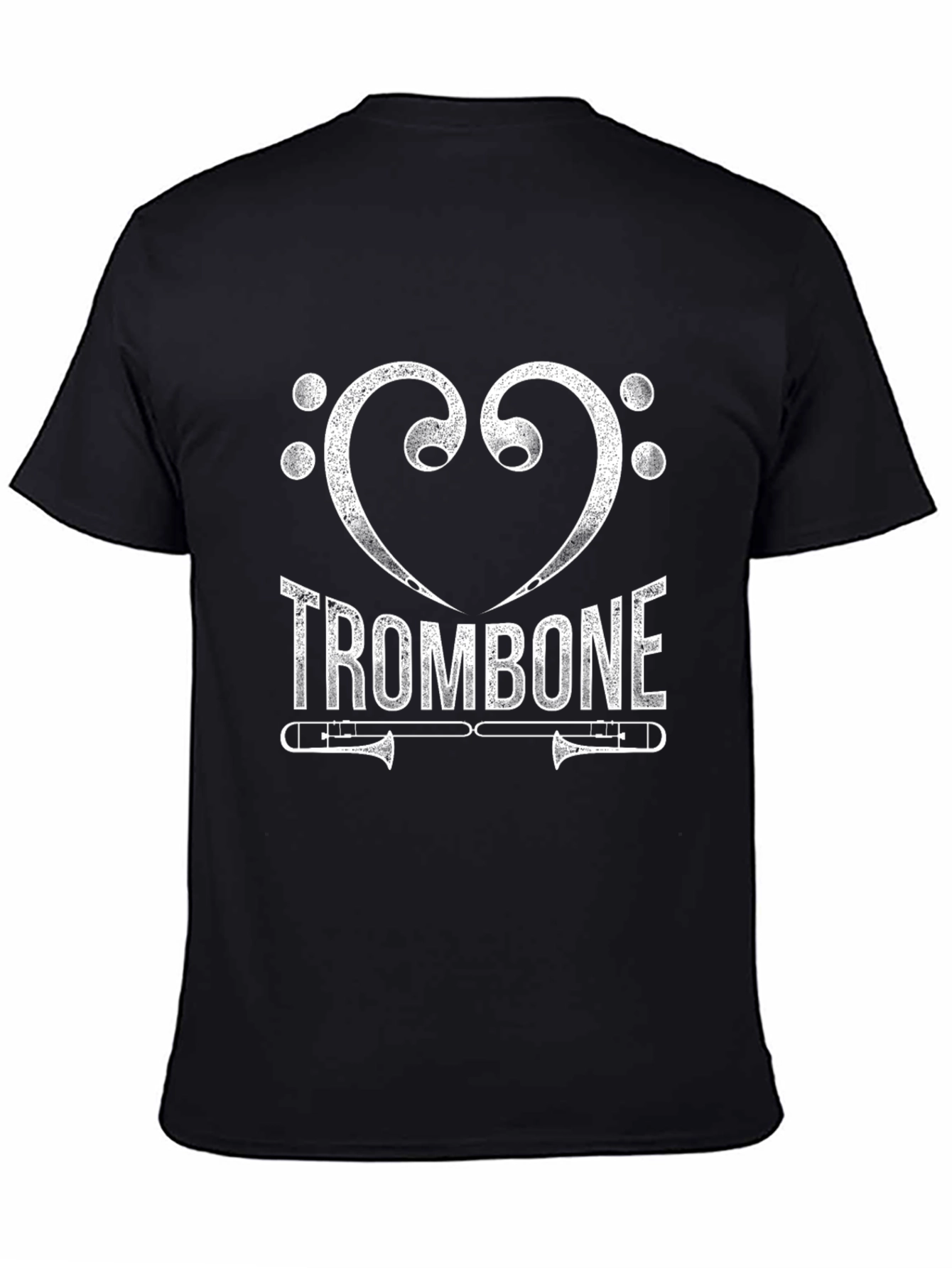 I Heart Trombone Black Graphic T-Shirt