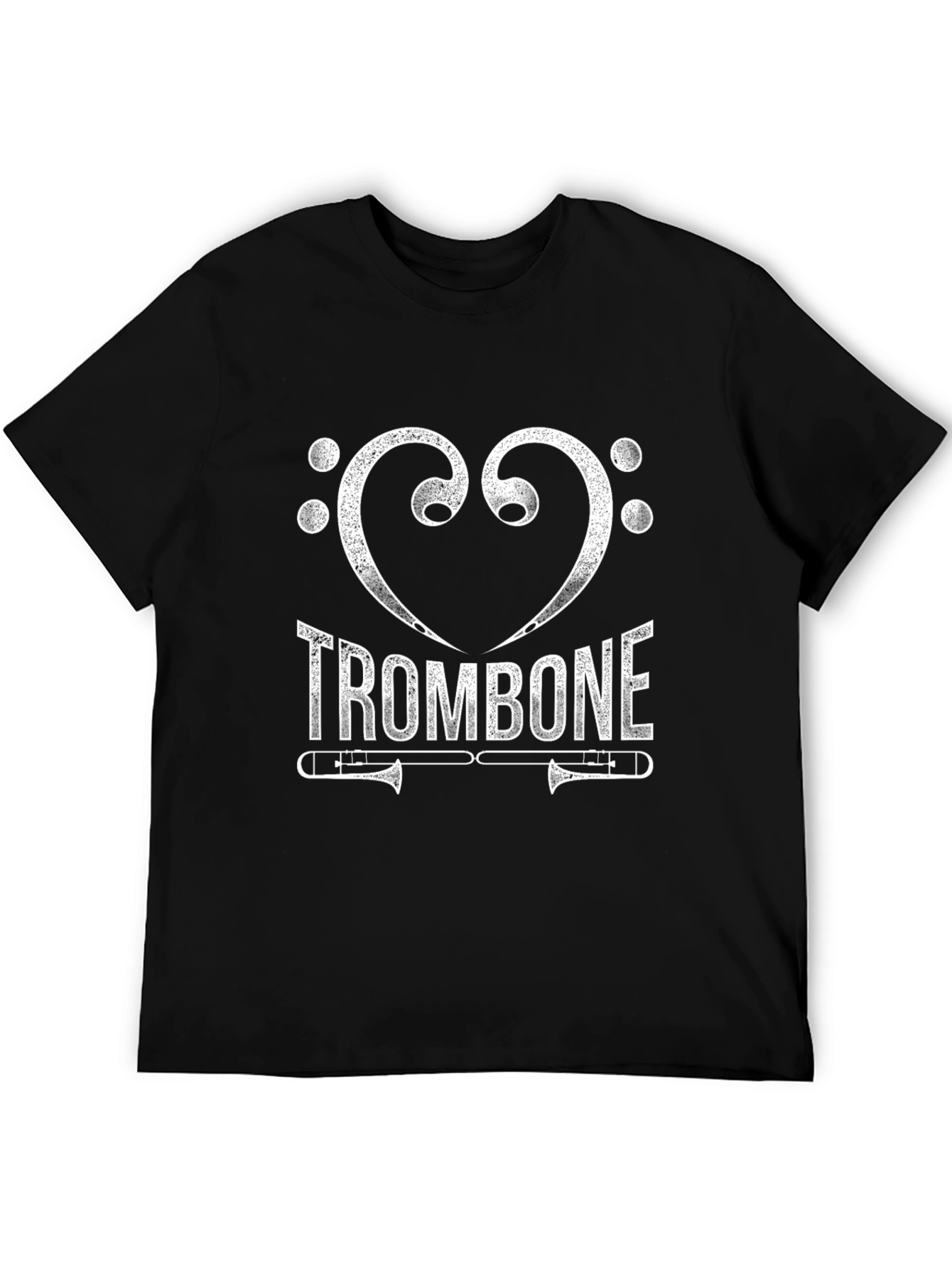I Heart Trombone Black Graphic T-Shirt