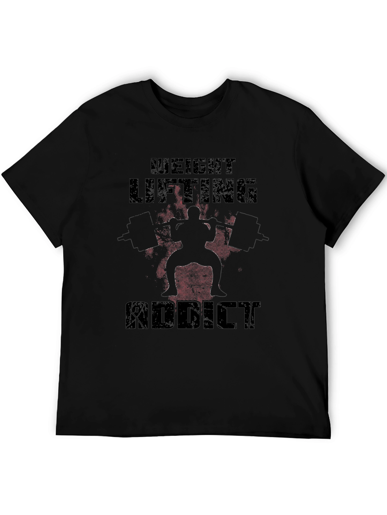 Weight Lifting Addict Black Graphic T-Shirt