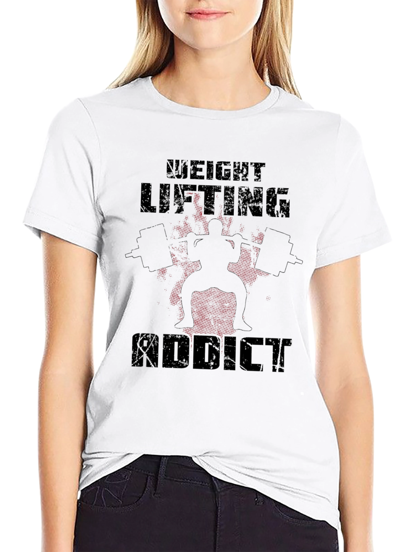 Weight Lifting Addict Black Graphic T-Shirt