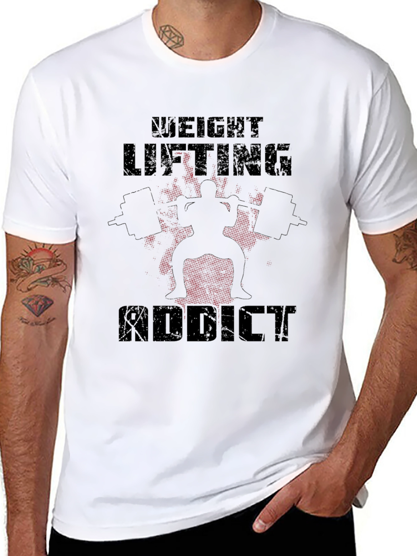 Weight Lifting Addict Black Graphic T-Shirt