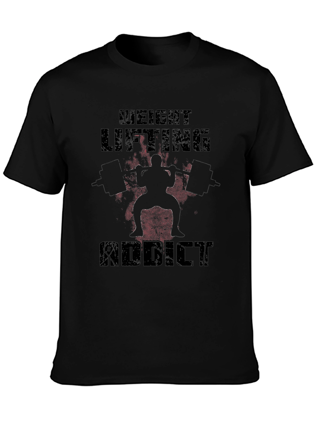 Weight Lifting Addict Black Graphic T-Shirt