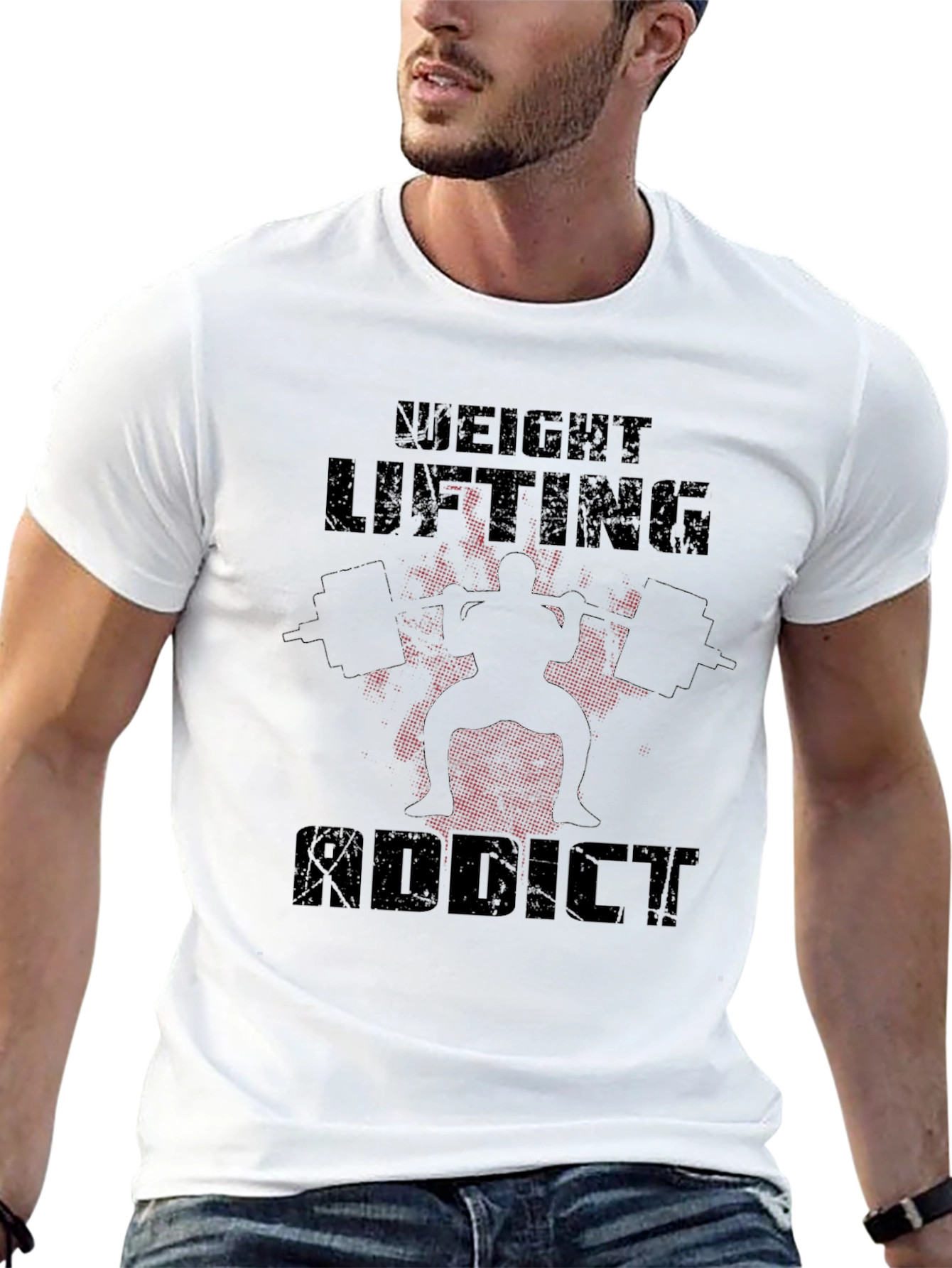Weight Lifting Addict Black Graphic T-Shirt