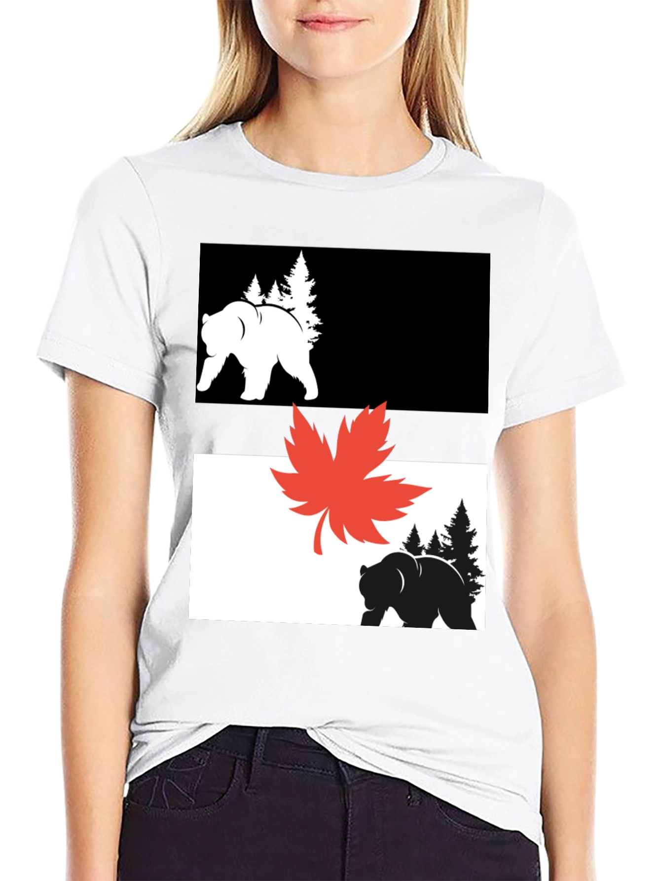 Bear & Maple Leaf Graphic Tee