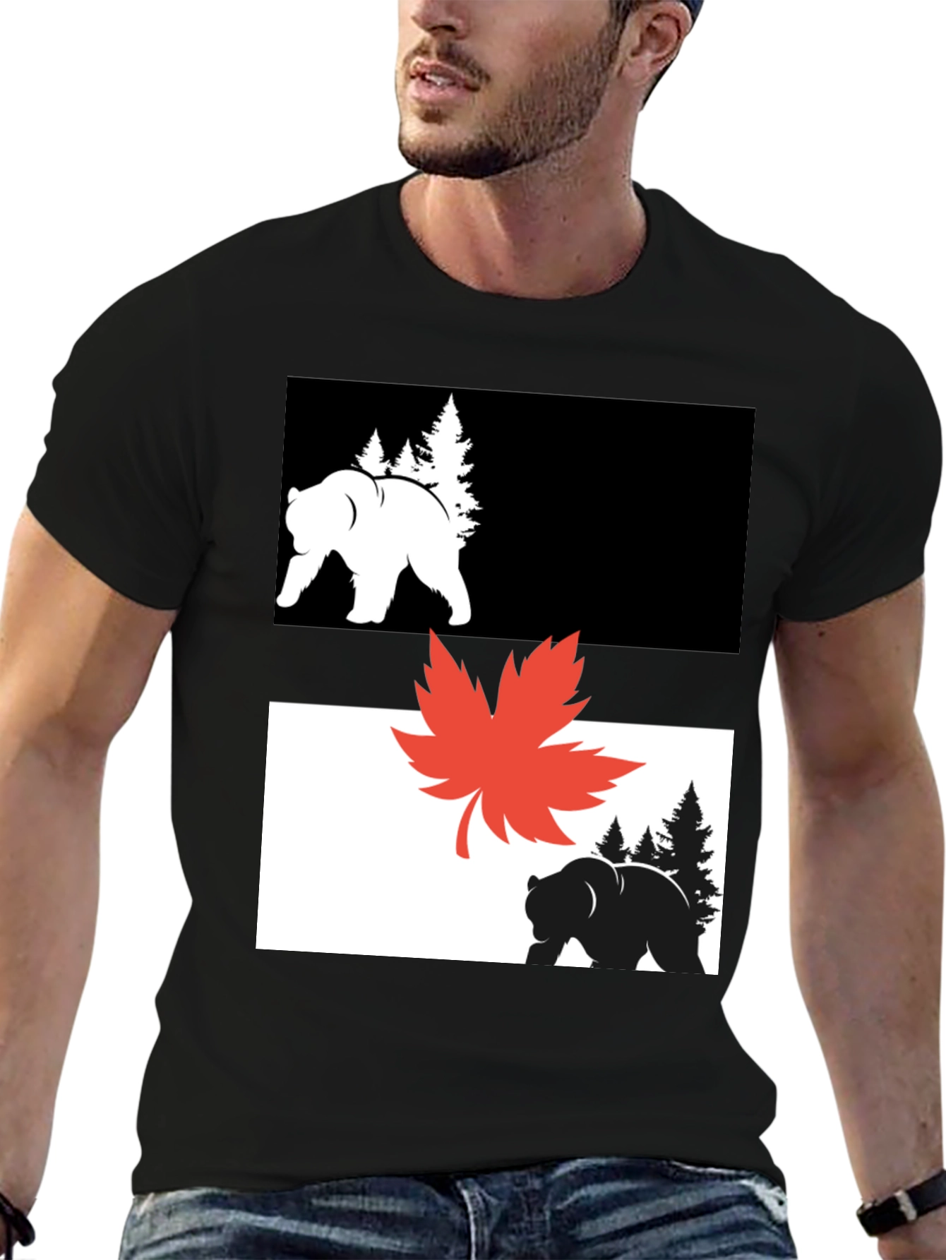 Bear & Maple Leaf Graphic Tee