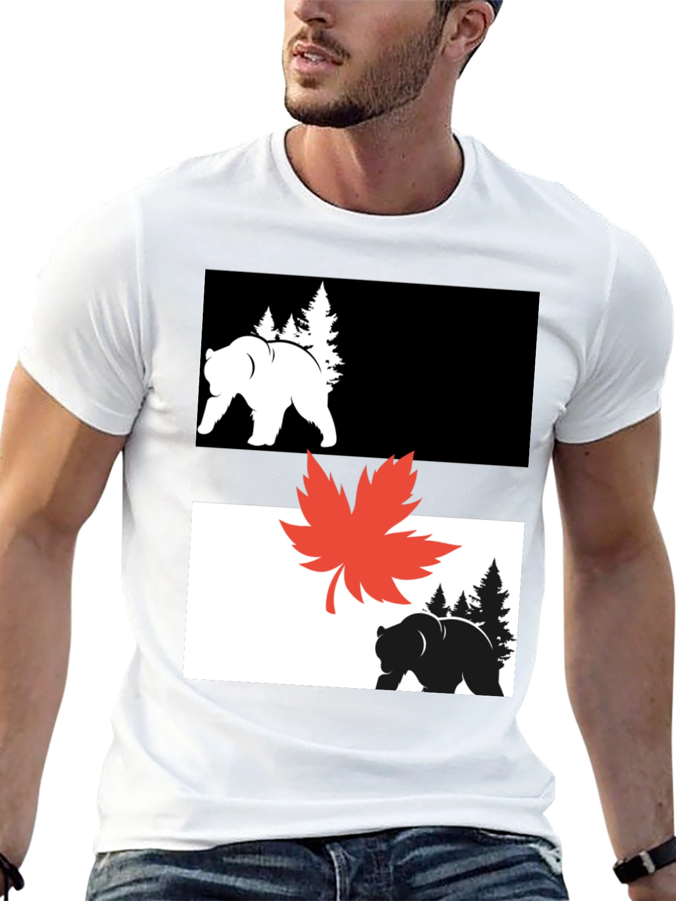 Bear & Maple Leaf Graphic Tee
