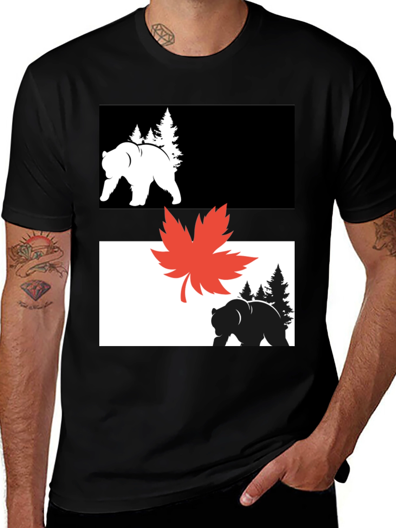 Bear & Maple Leaf Graphic Tee