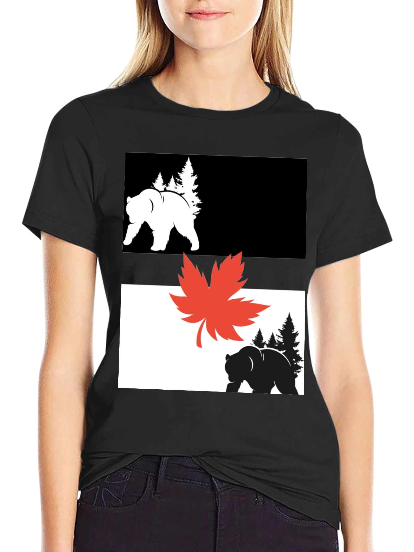 Bear & Maple Leaf Graphic Tee
