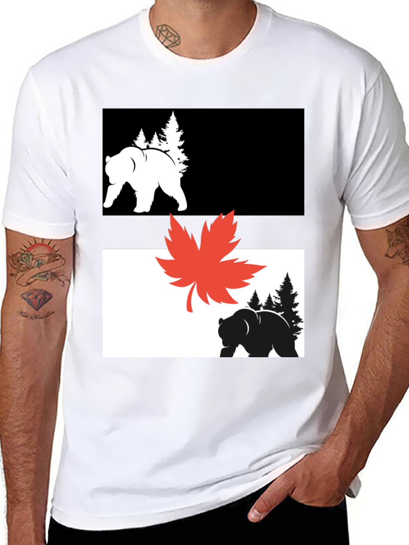 Bear & Maple Leaf Graphic Tee