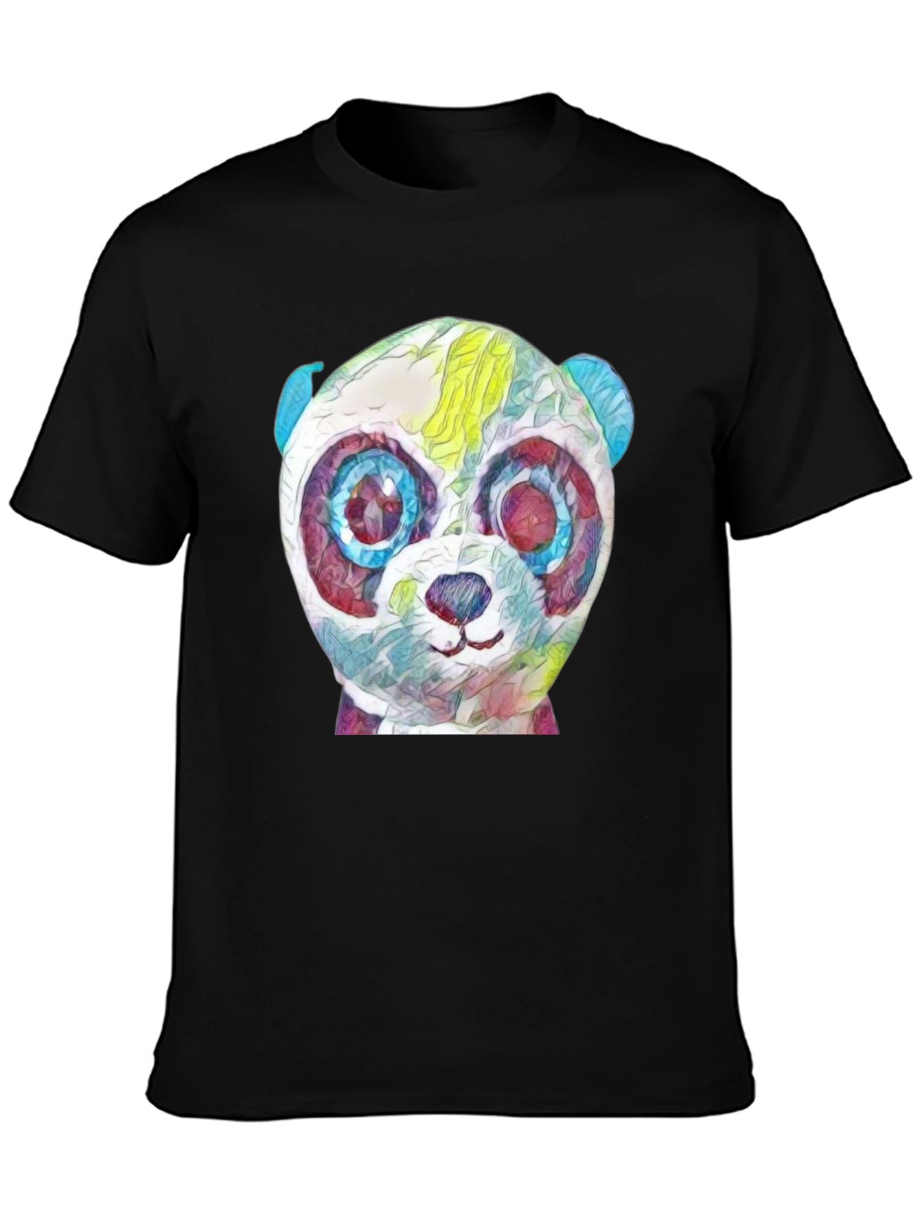 Abstract Panda Graphic Black T-Shirt