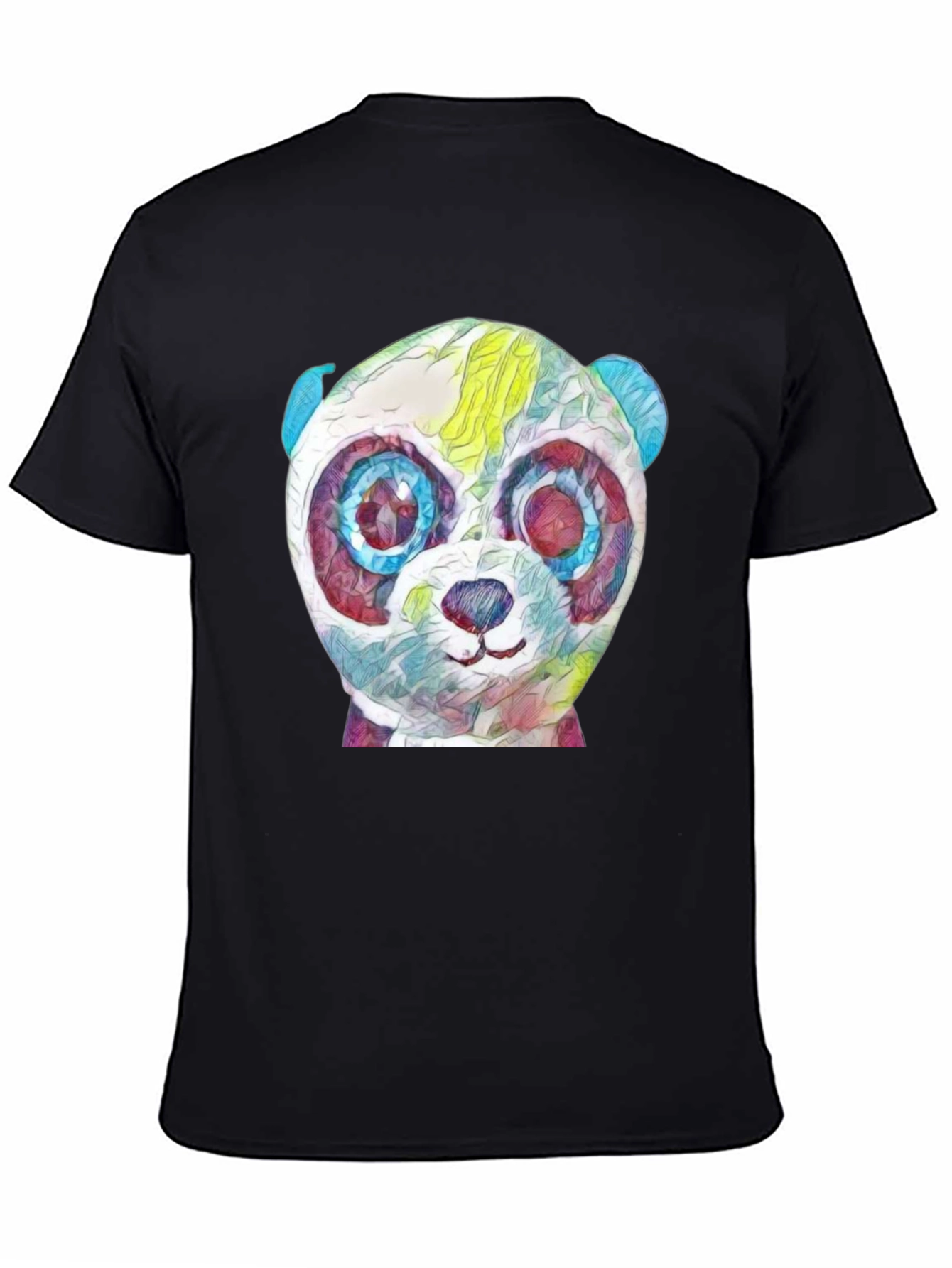 Abstract Panda Graphic Black T-Shirt