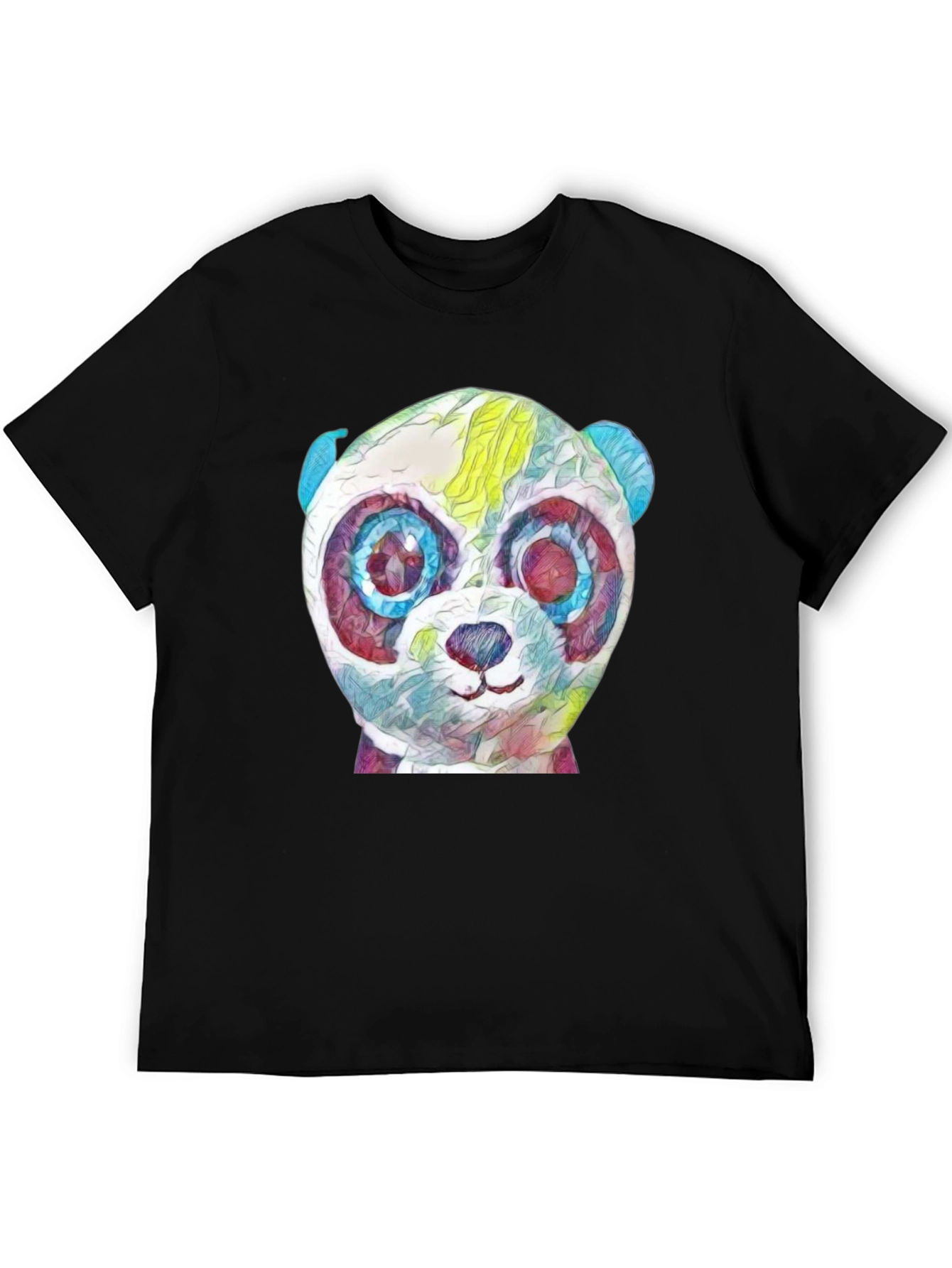 Abstract Panda Graphic Black T-Shirt