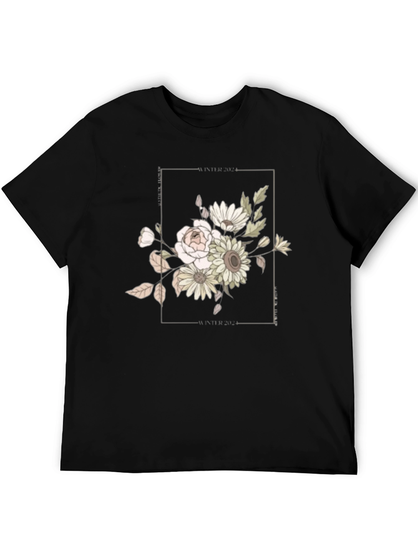 Floral Graphic Black Tee