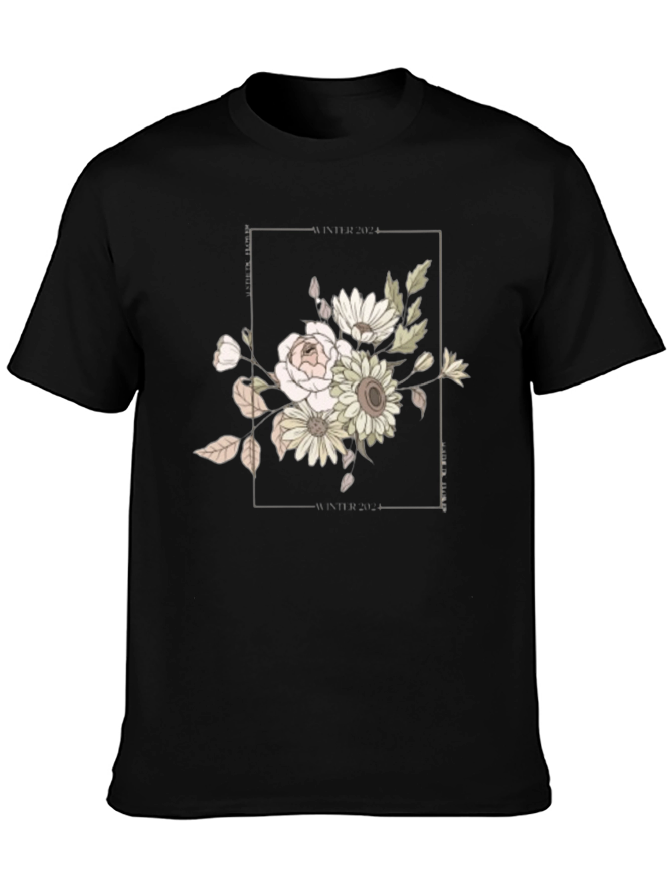 Floral Graphic Black Tee